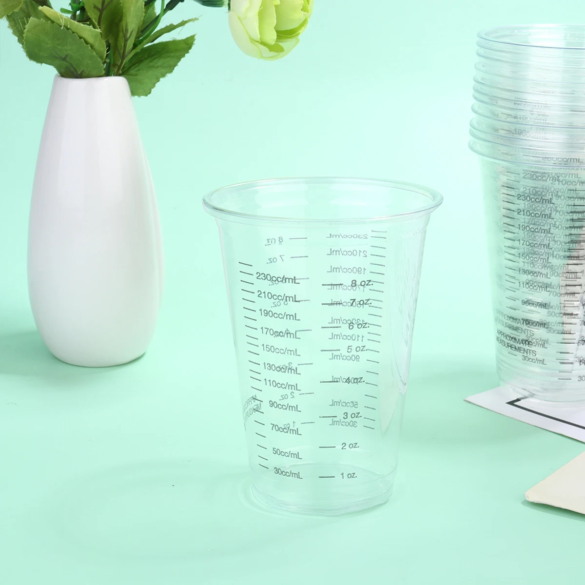 

12pcs Measuring Cup Set Transparent Lightweight Plastic for Resin Paint Stain Diy Projects Scale Cups Juice Disposable Mixing