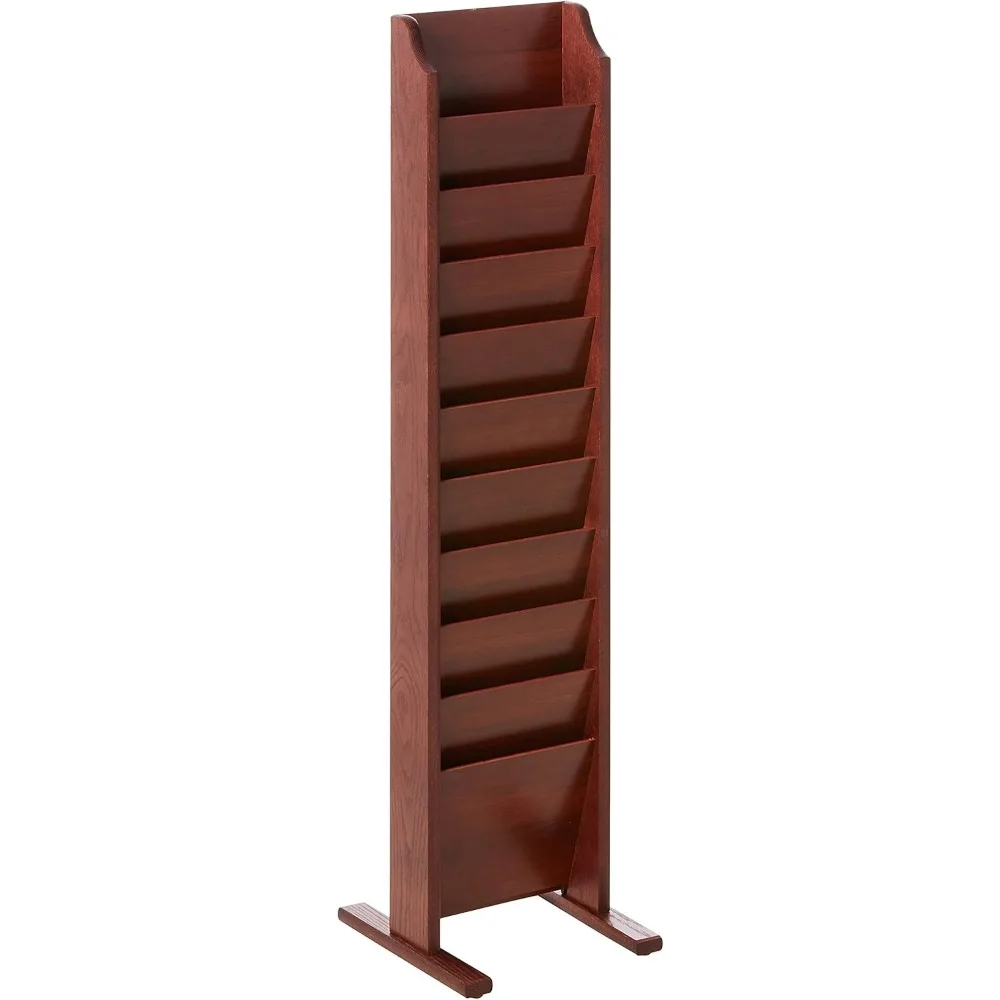 10-Pocket Cascade Free-Standing Magazine Rack, Mahogany  Product Dimension 10.5