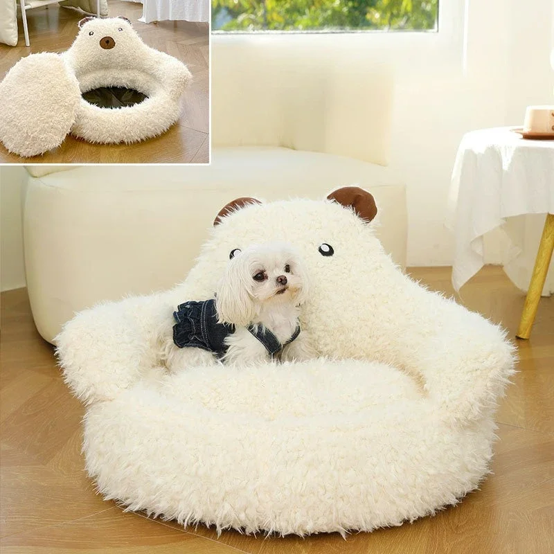 

Autumn and Winter New Cute Alpaca Pet Nest Plush Warm Bottom Non-slip Sofa Backrest Type Dog Cat Nest Pet Products Accessories