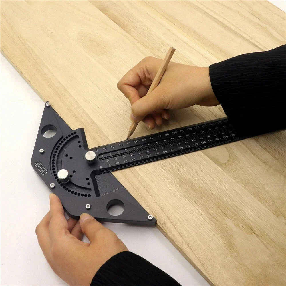 Woodworking scribing ruler, aluminum alloy T-ruler, woodworking scriber, woodworking tool DIY