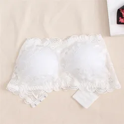 Lace Strapless Bra Women's Sexy Casual Wrap Tube Top Bandeau Short Tanks Bra Sleeveless Tank Tops