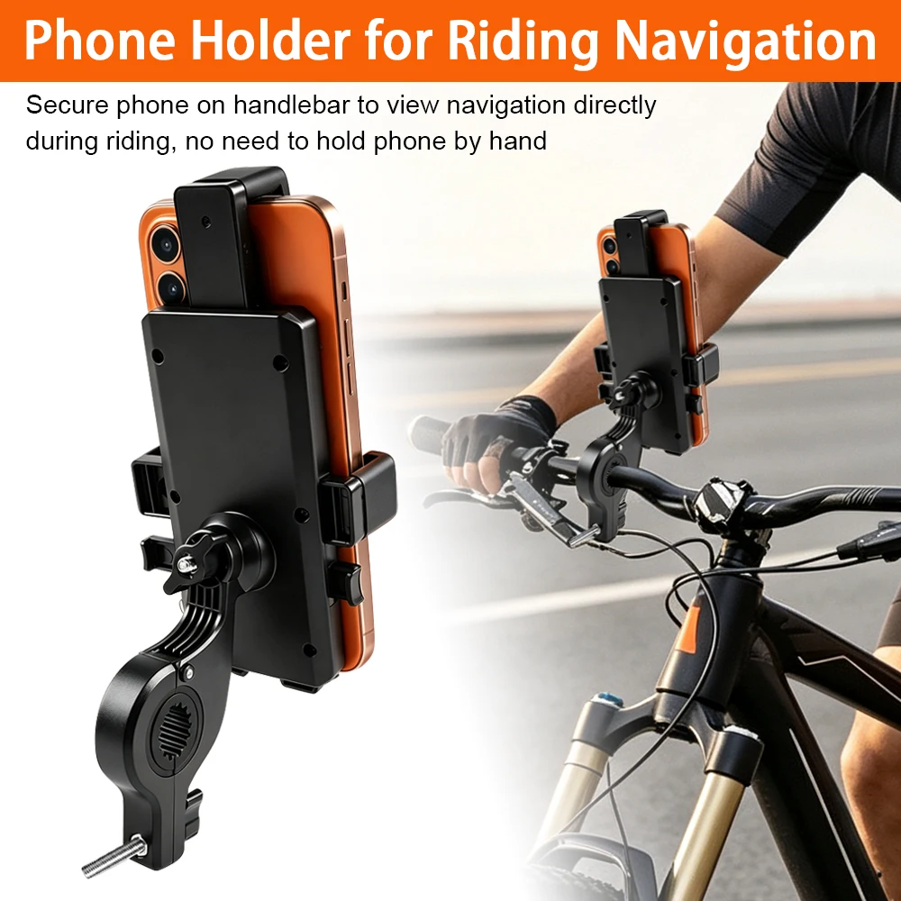 Universal Motorcycle Phone Holder Handlebar Mount Adjustable Anti Shake Bike Phone Bracket For iPhone Samsung GPS Navigation