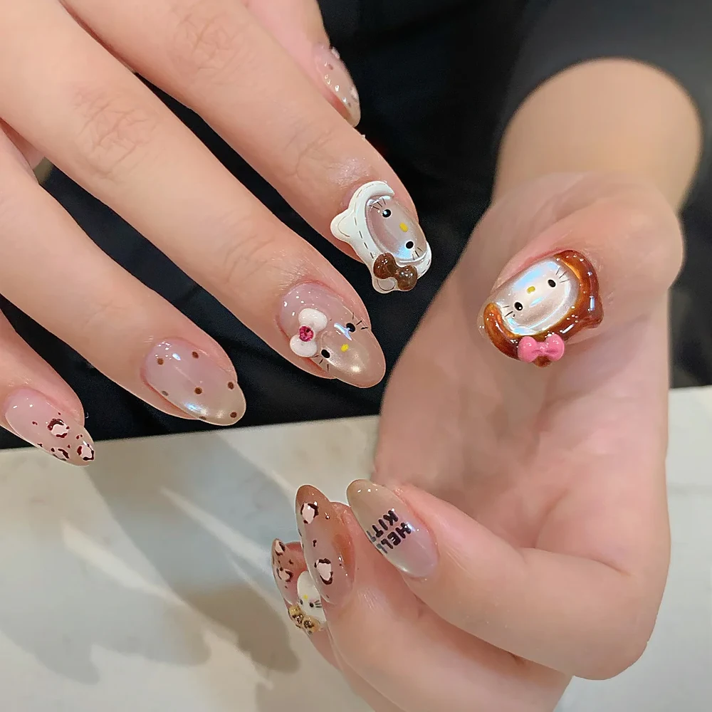 2 قطعة جديد 5D القوس مرحبا كيتي الوجه مسمار ملصقات مجموعة لطيف ملون Bowknot الكرتون KT القط الكم مسمار الشارات DIY بها بنفسك الشتاء ديكور