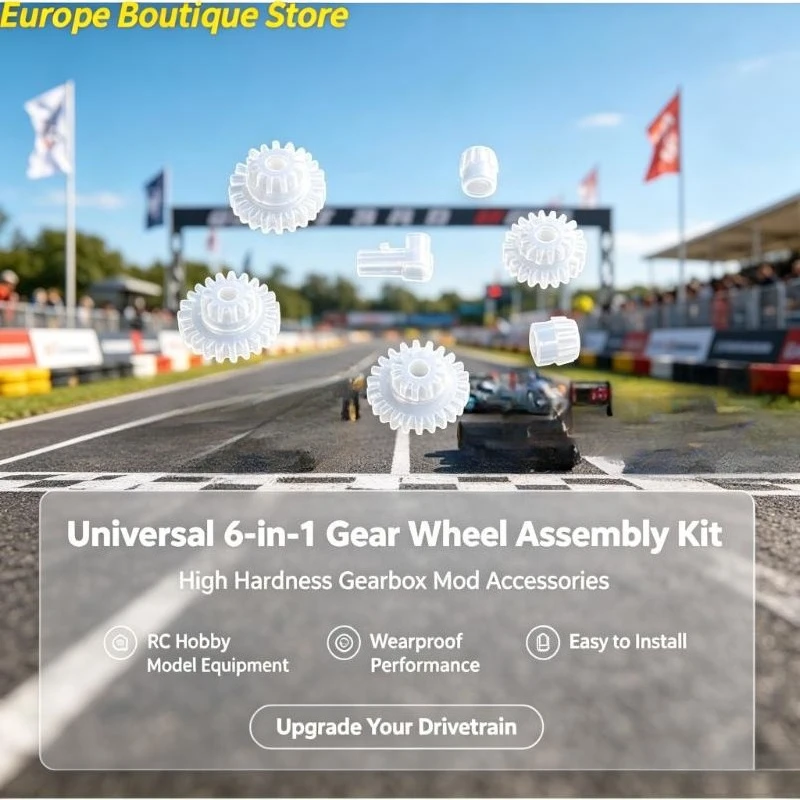 Universal 6‑in‑1 Gear Wheel Assembly Pack, High Hardness Durable Gearbox Mod Repair Parts for RC Hobby Model Equipment