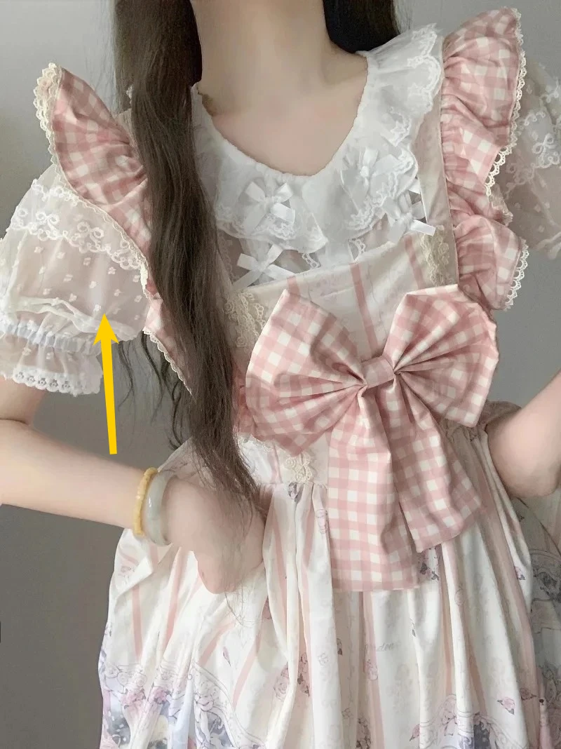 

Summer New Lolita Versatile Single Breasted Inner Top Sweet Cute Girls Lace Doll Collar Bubble Short-sleeved Bottoming Shirt