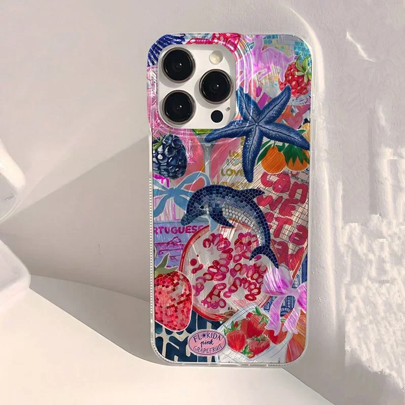 

Ocean whale starfish swimming Phone Case for Xiaomi Redmi Note 13 12 12s 11s 10 9s 8 7 Pro Plus 4G 5G Feather Texture Back Cover