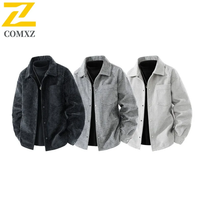 

COMXZ 2025 осенняя мужская повседневная куртка в американском стиле, модная свободная посадка, водонепроницаемая, ветрозащитная, универсальная верхняя одежда, легкое пальто