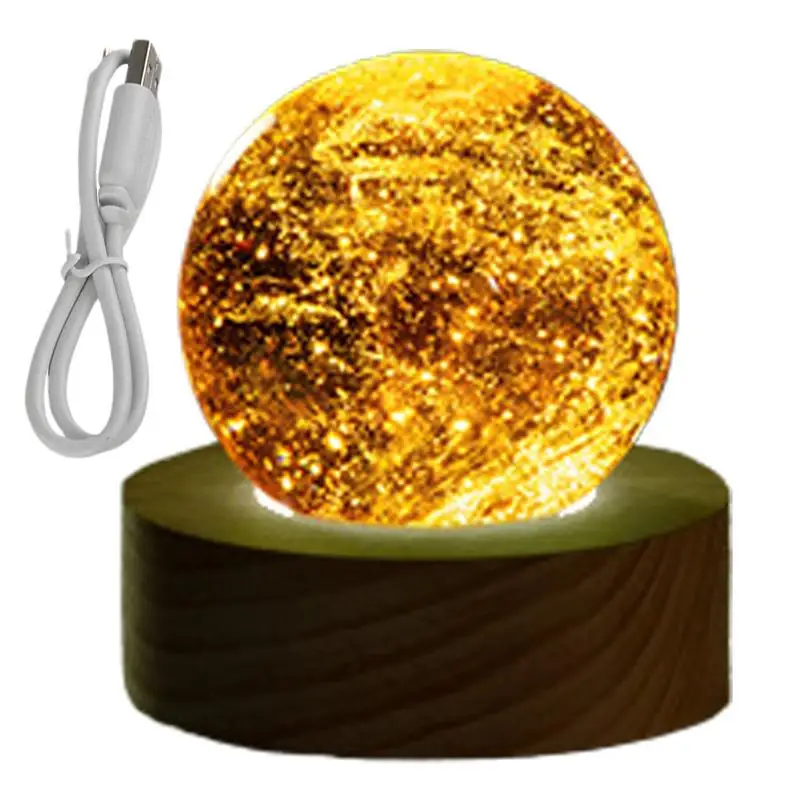 Crystal Ball Night Light Crystal Sphere Lamp Night Light Rechargeable Bedside Lamps Natural Glaze With Stand Ambient Lighting