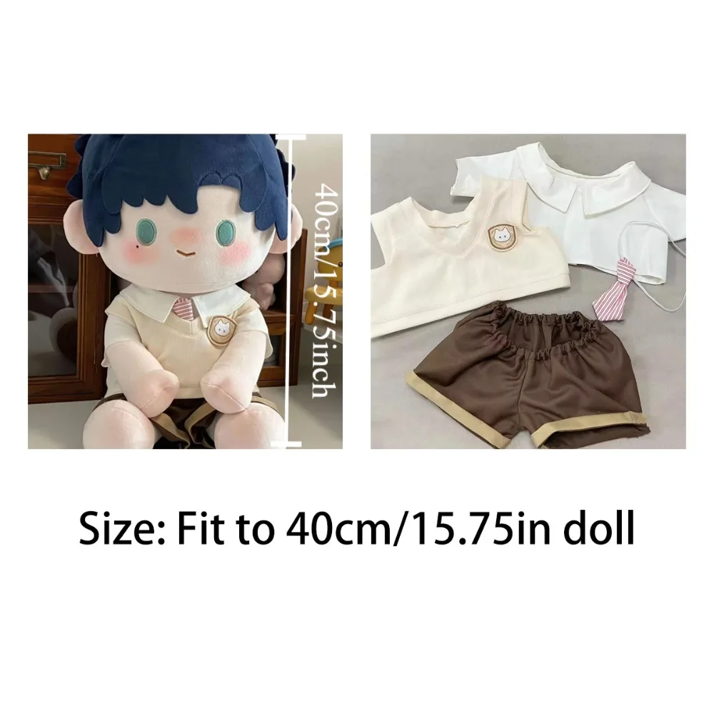 귀여운 JK 교복 프레피 스타일 면 인형 옷 셔츠 넥타이 아이돌 플러시 인형 옷 고양이 부드러운 면 인형 의상 놀이 집