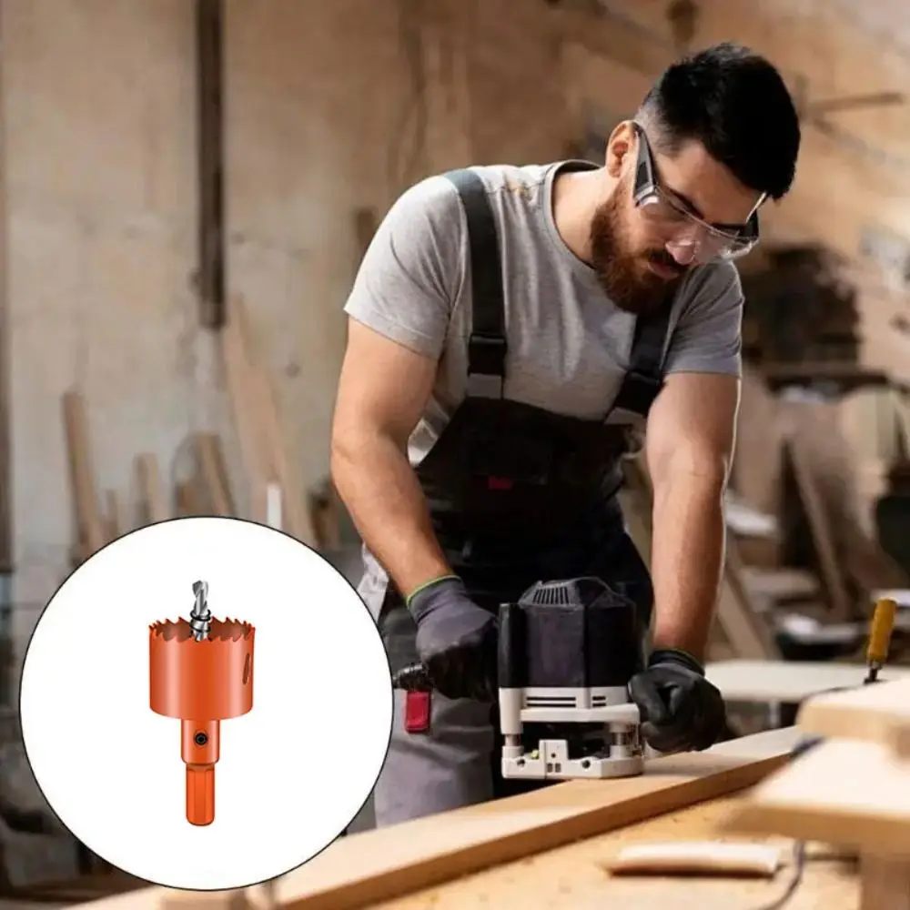 

50-65mm Hole Saw Drill Bit Easy Chip Removal HSS Steel Wood Drilling Crown Wear Resistant No Slipping Bimetal Hole Opener