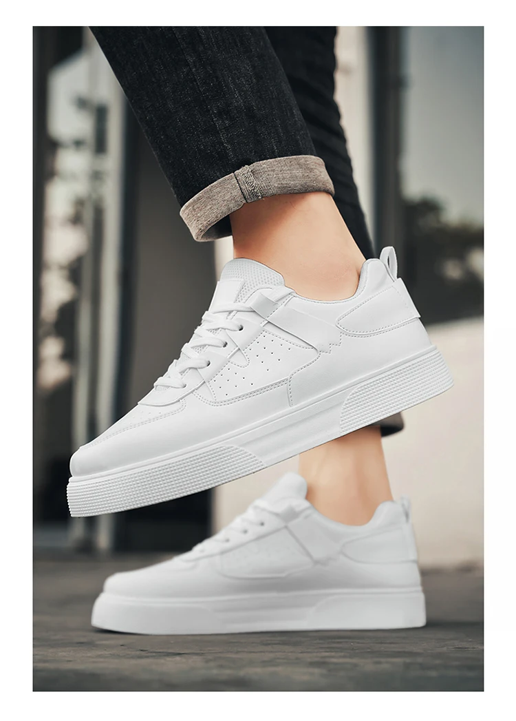 Herren Casual Skate-Schuhe Schwarz-Weiß Farbblock Atmungsaktive Niedrige Plateau-Sneaker – Detail 6