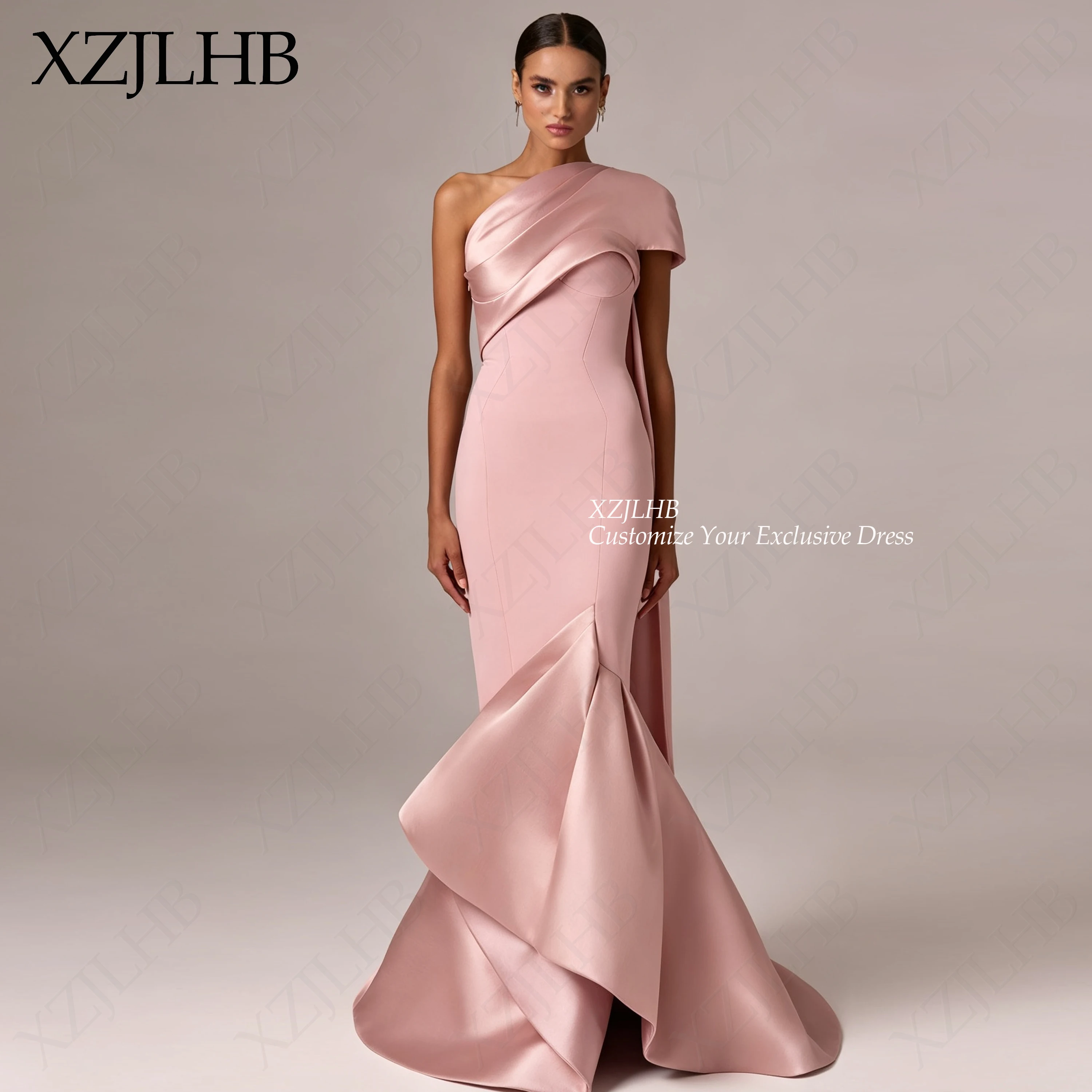 XZJLHB Custom Made Soft Satin Women's Formal Prom Dresses One-Shoulder Backless 2026 فساتين سهرة Mermaid Elegant Evening Gowns