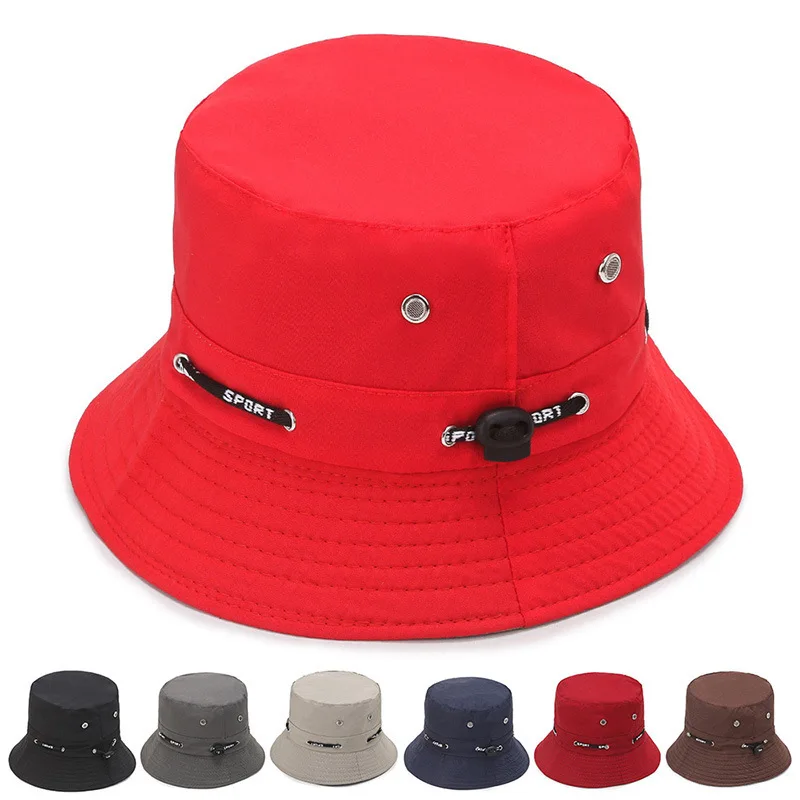 Unisex Bucket Hat with Drawstring, Spring Summer Outdoor Sun Hat Custom Logo Printed Small Brim Fedora Basin Cap
