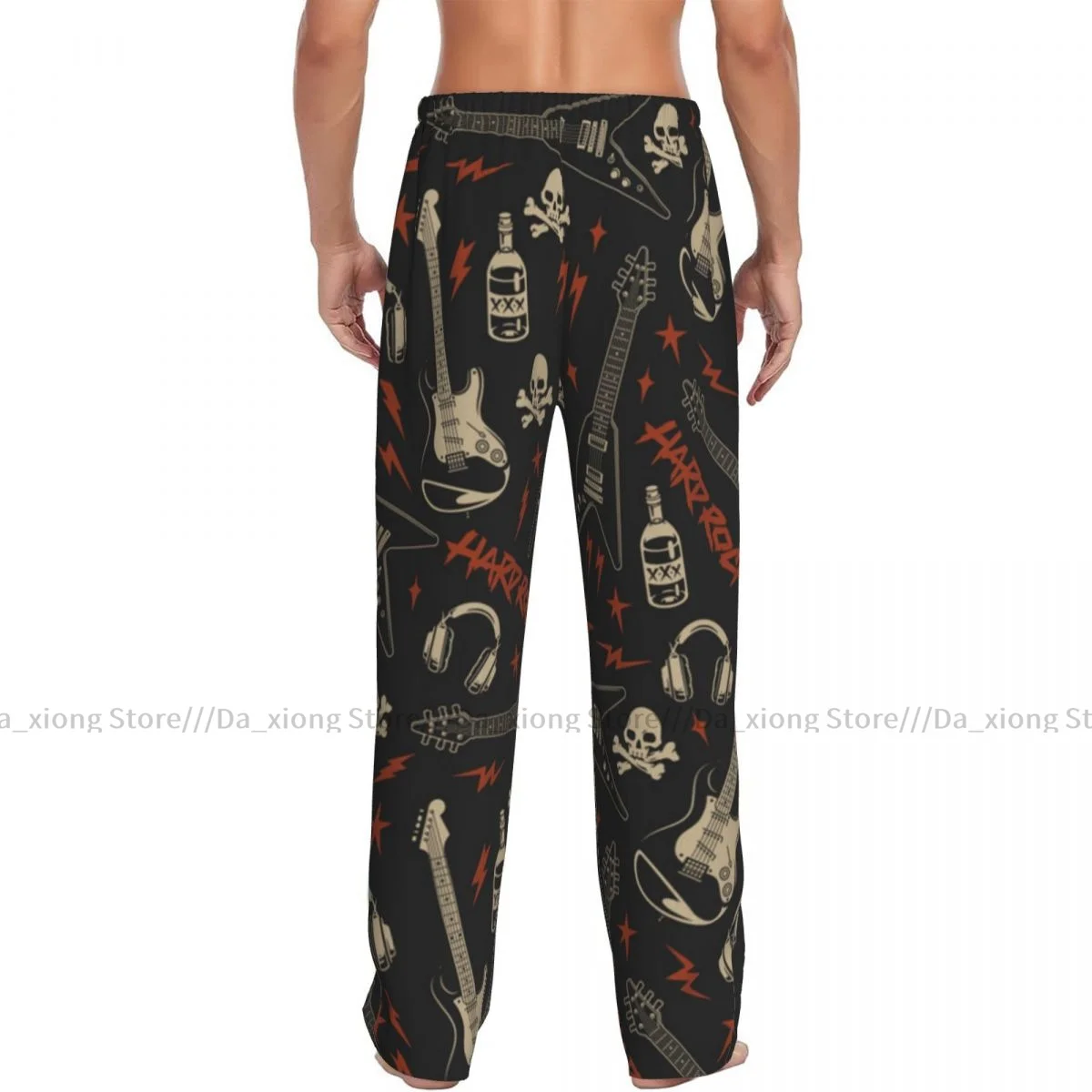 Men\'s Casual Pajama Sleeping Pants Hard Rock Pattern Lounge Loose Trousers Comfortable Nightwear