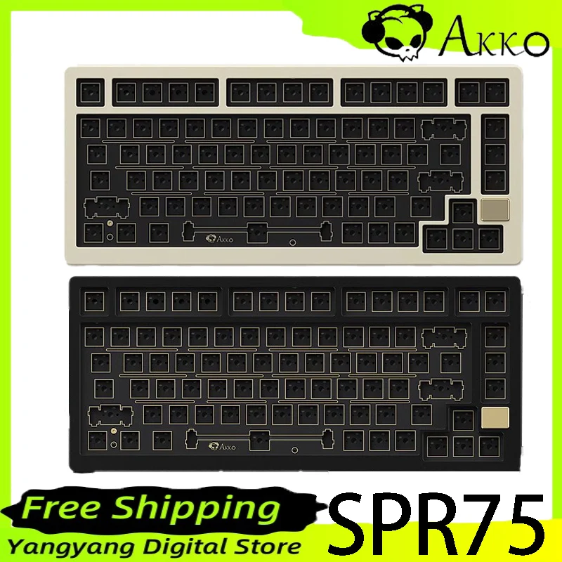 

AKKO SPR75 wired single-mode mechanical keyboard kit anodized full-key hot-swappable new spring structure metal keyboard kit