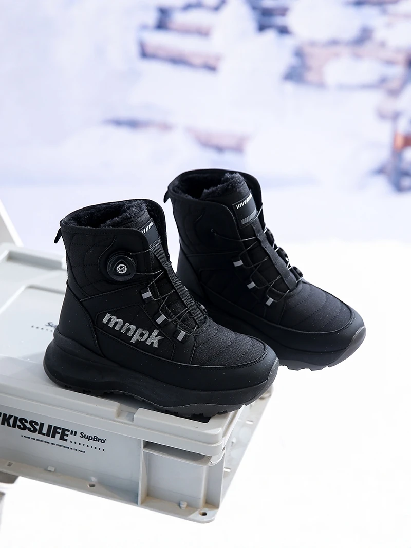 Men's Winter Snow Boots Fleece Lined Fur Integrated High Top Waterproof Anti Slip Cold Resistant Casual mid Calf Boots