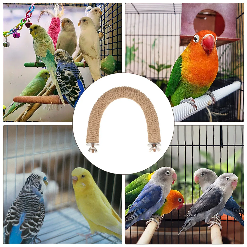 

Parrot Perch Cage Accessory Jute Stand Durable Stainless Steel Hanging Swing Rope Bird Swing Cage Stand Supplies Parrot Rope