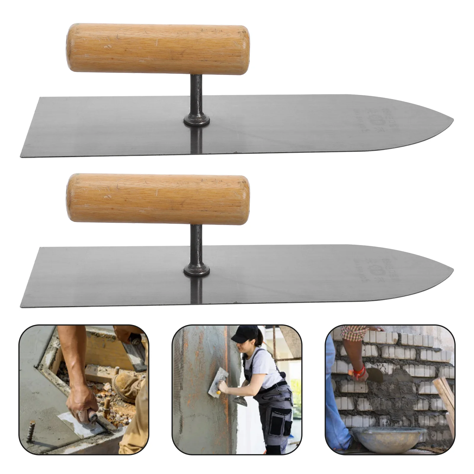 2pcs Drywall Smoothing Spatula Plastering Trowel Sturdy Steel Wood Lightweight Portable Home Use Finishing Tool For Wallboard