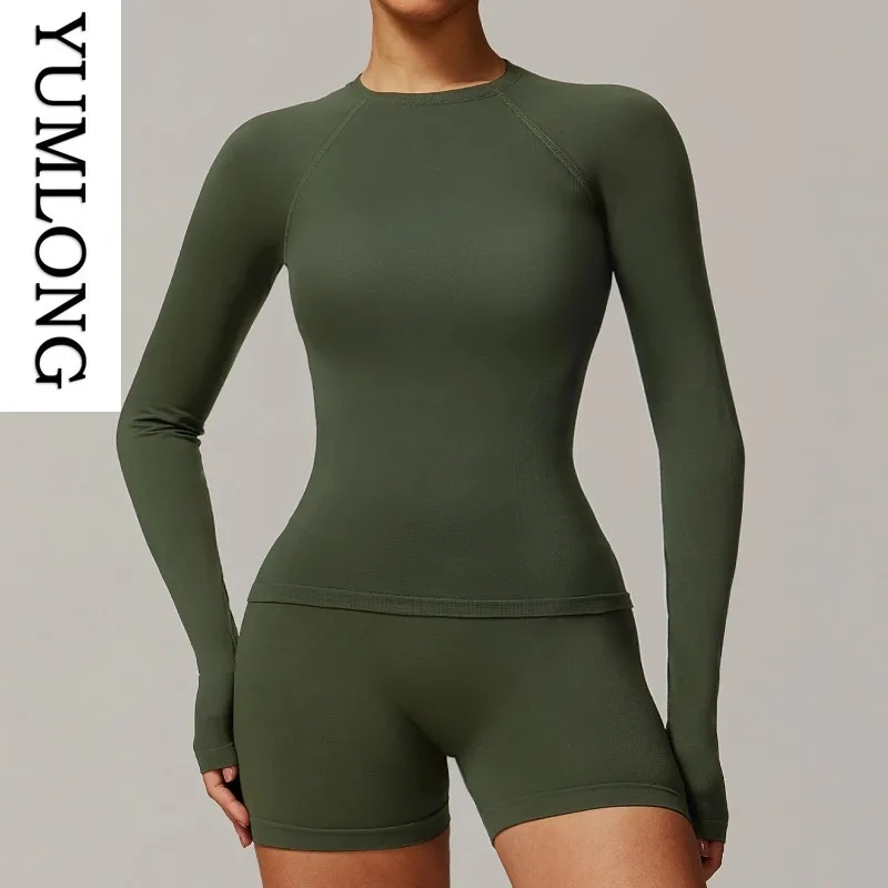 Seamless Long Sleeve Yoga Tops Ladies Quick-Dry Activewear Breathable Gym Clothing Casual Sportswear Workout Tees 2025 New Women