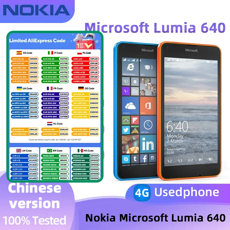 Nokia Microsoft Lumia 640 XL 4G SmartPhone CPU Qualcomm Snapdragon 400  13MP Cameraoriginal used phone