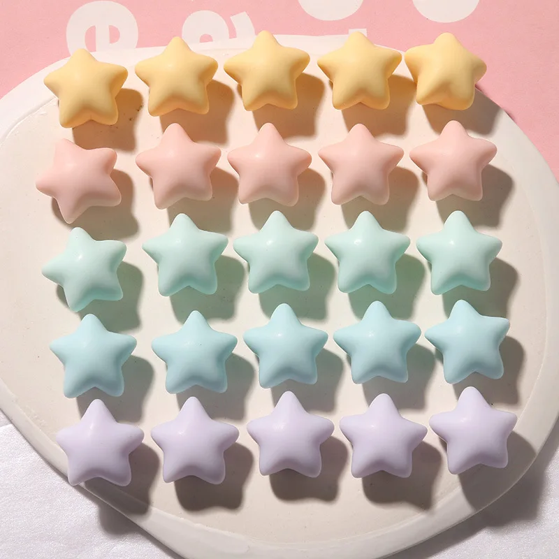 

60pcs 18*18*12mm Spring Pastel Colors Cute Star Beads Ornament Accessories DIY Jewelry Findings Beading Material Resin Cabochons