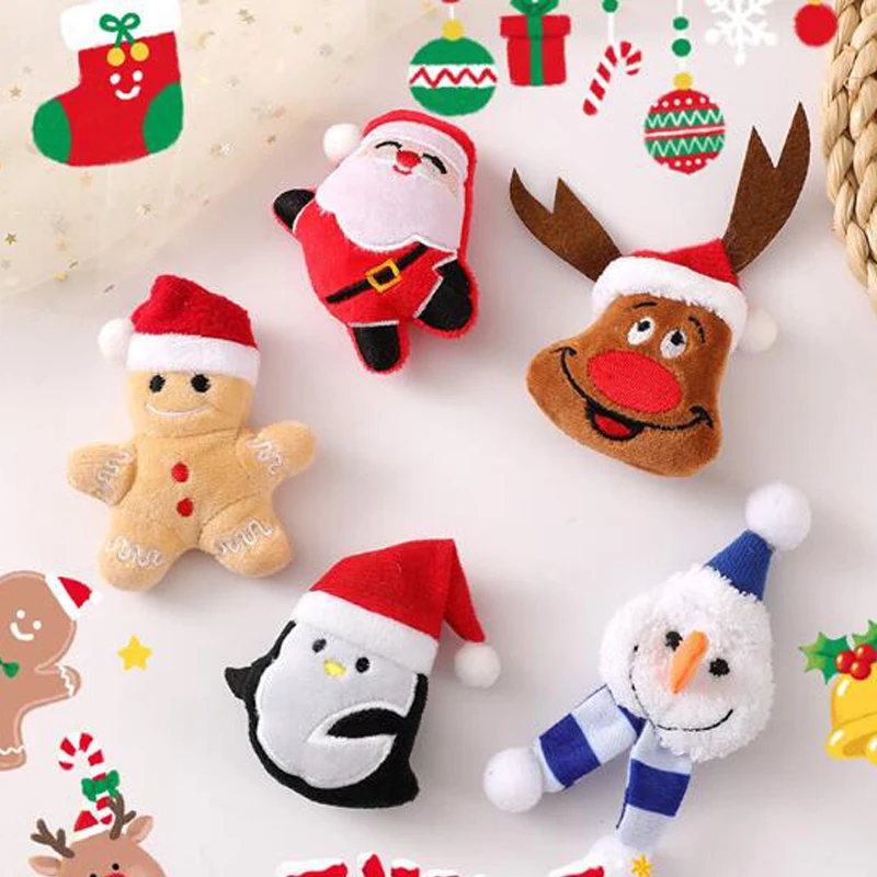 5Pcs/lot Cartoon Plush Christmas Series Patches DIY Cotton-filled Christmas Accessories Handmade Headwear Clothing Decorations