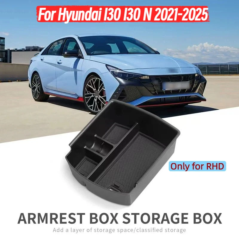 

RHD Car Armrest Storage Box Organizer Case For Hyundai I30 I30 N 2021-2025 Center Console Storage Tray interior Accessories