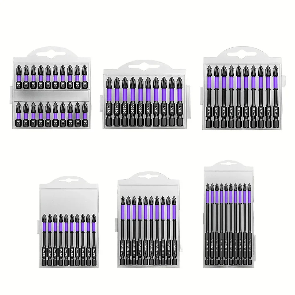 

10/20pc Non-slip Cross Screwdriver Set PH2 Magnetic Batch Head Cross Screwdriver Impact Drill Bit Hand Tool 25/50/65/70/90/150mm