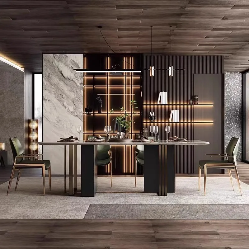 كرسي طعام على الطراز الإيطالي، مسند ظهر جلدي حديث، فندق منزلي فاخر