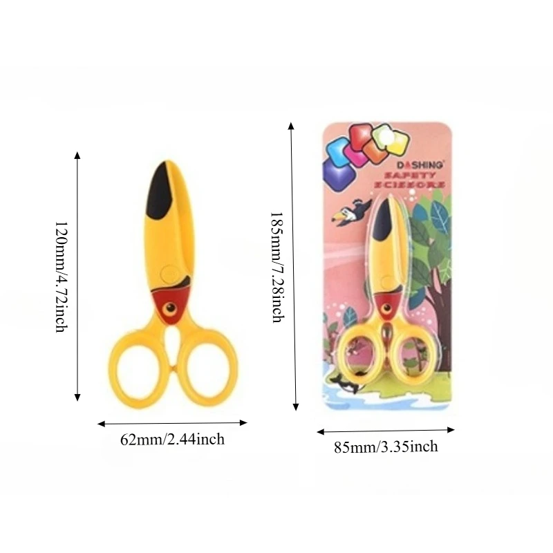 1 SZT. Plastikowe nożyczki edukacyjne dla przedszkolaków, bezpieczne, urocze, z motywem zwierząt z kreskówek, bez metalowego ostrza, ręcznie robione nożyczki do papieru dla dzieci, zabawki do rękodzieła artystycznego.