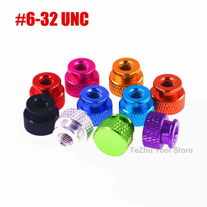 #6-32 UNC Aluminum Alloy Knurled Thumb Nut Blind Hole Hand Tighten Round Nuts Anodized 10 Colors