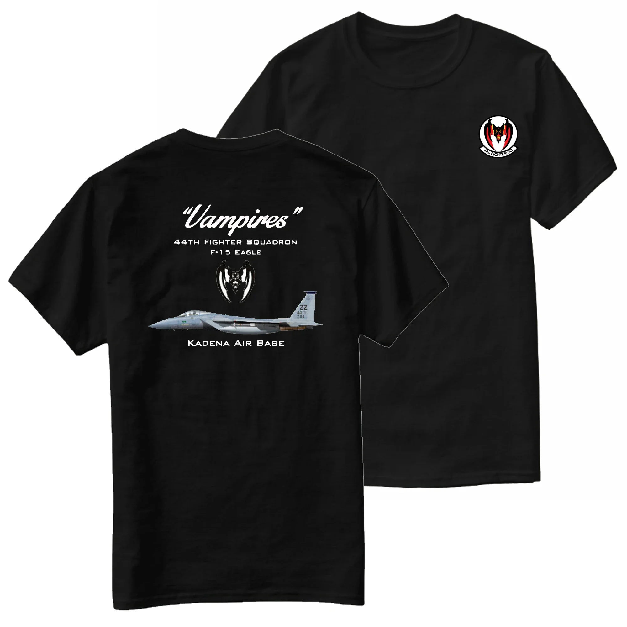 USAF 44th Vampires Fighter Squadron F-15 T-Shirt 100% Cotton O-Neck Summer Short Sleeve Casual Mens Size S-5XL