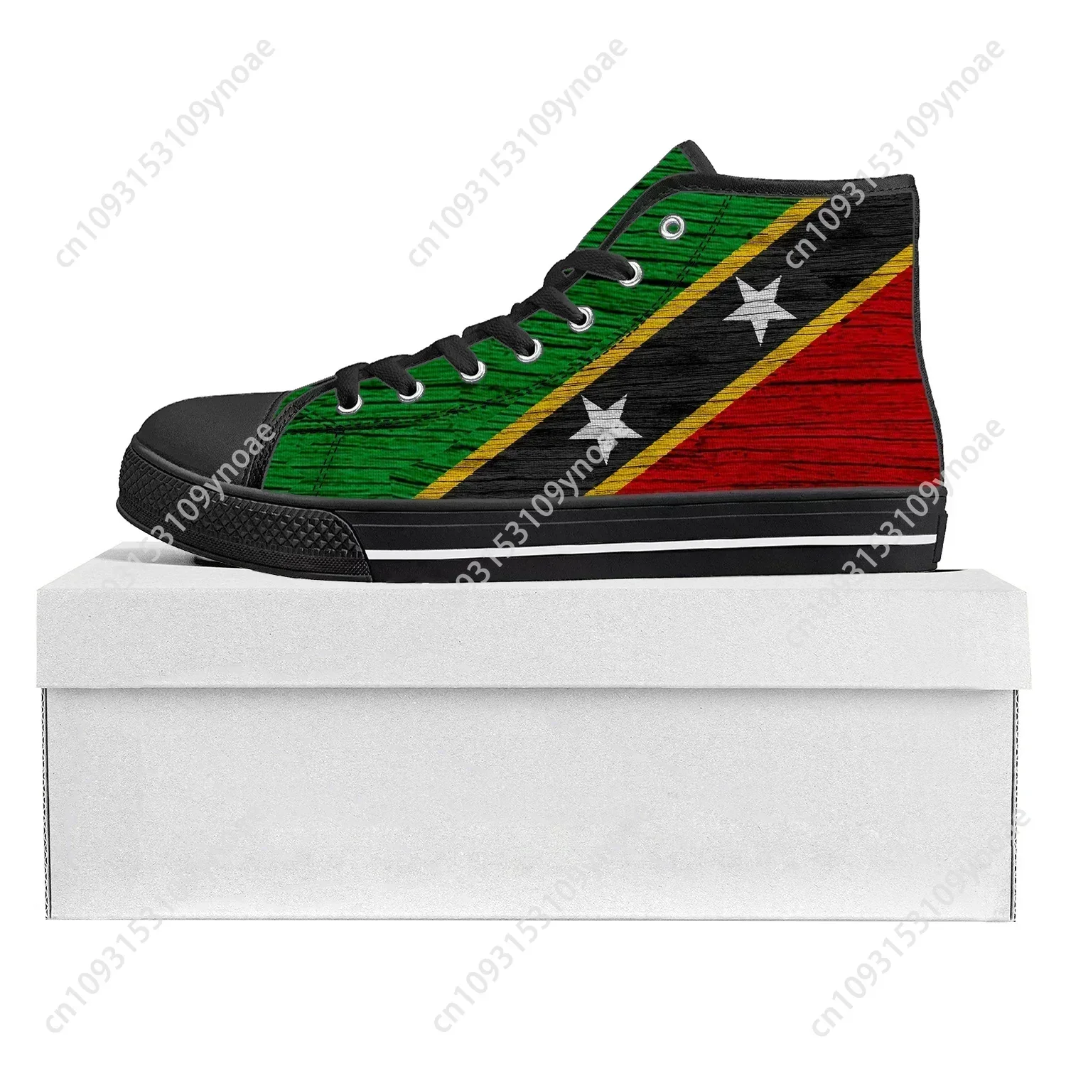 St Kitts and Nevis Flag High Top High Quality Sneakers Mens Womens Teenager Canvas Sneaker Casual Couple Shoes Custom Shoe 2