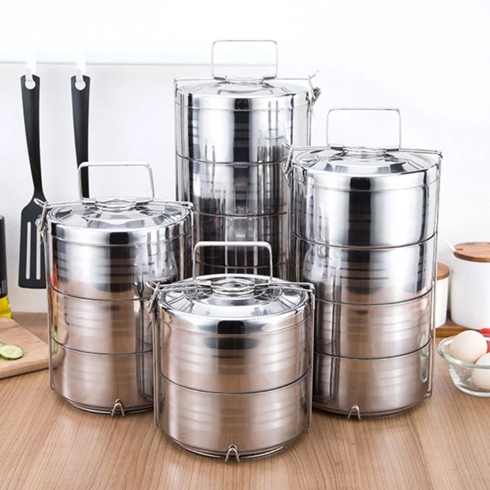 

4 Tier Insulated Stainless Steel Lunch Box Bento Container for Family Nutritious Meals 12Cm Easy to Wash Dry Insulated Lunch Box