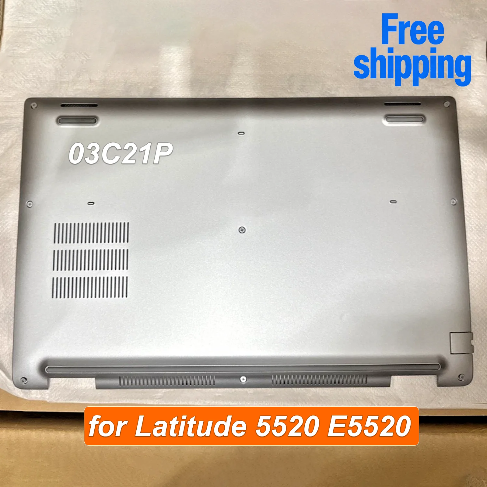 

03C21P 15" Laptop Bottom Cover Case for Dell Latitude 5520 E5520 Notebook Lower Base Cover Housing Shell 3C21P Silver Gray