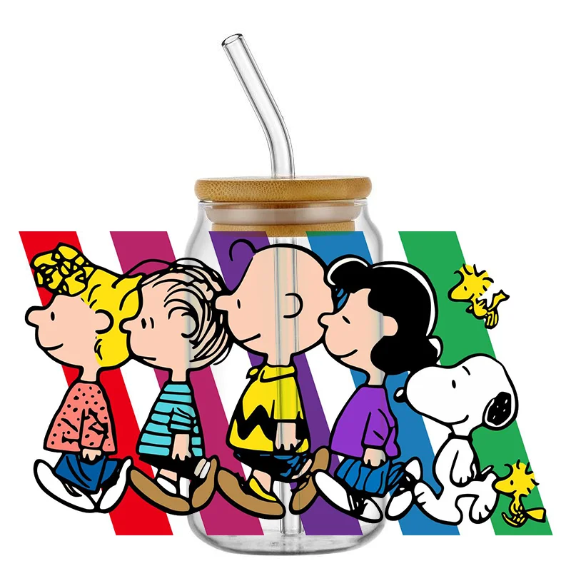 

New Product Snoopy 3D 16oz Libbey UV DTF Cup Wrap Transfer Custom Label DIY Logo Self adhesive Mug Decal Sticker decoration