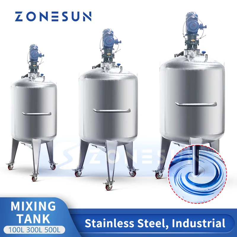 

ZONESUN 100L 200L 300L 500L Sanitary Stainless Steel Vertical Cosmetic Liquid Chemical Mixing Equipment Tank ZS-MB100L