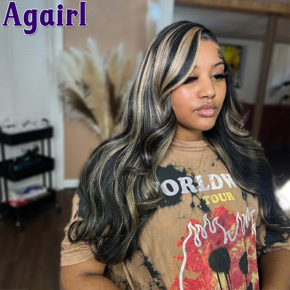 Highlight Blonde Black Transparent 13X6 13X4 Lace Front Body Wave Wig 5X5 Human Hair Lace Closure Wig PrePlucked For Black Women