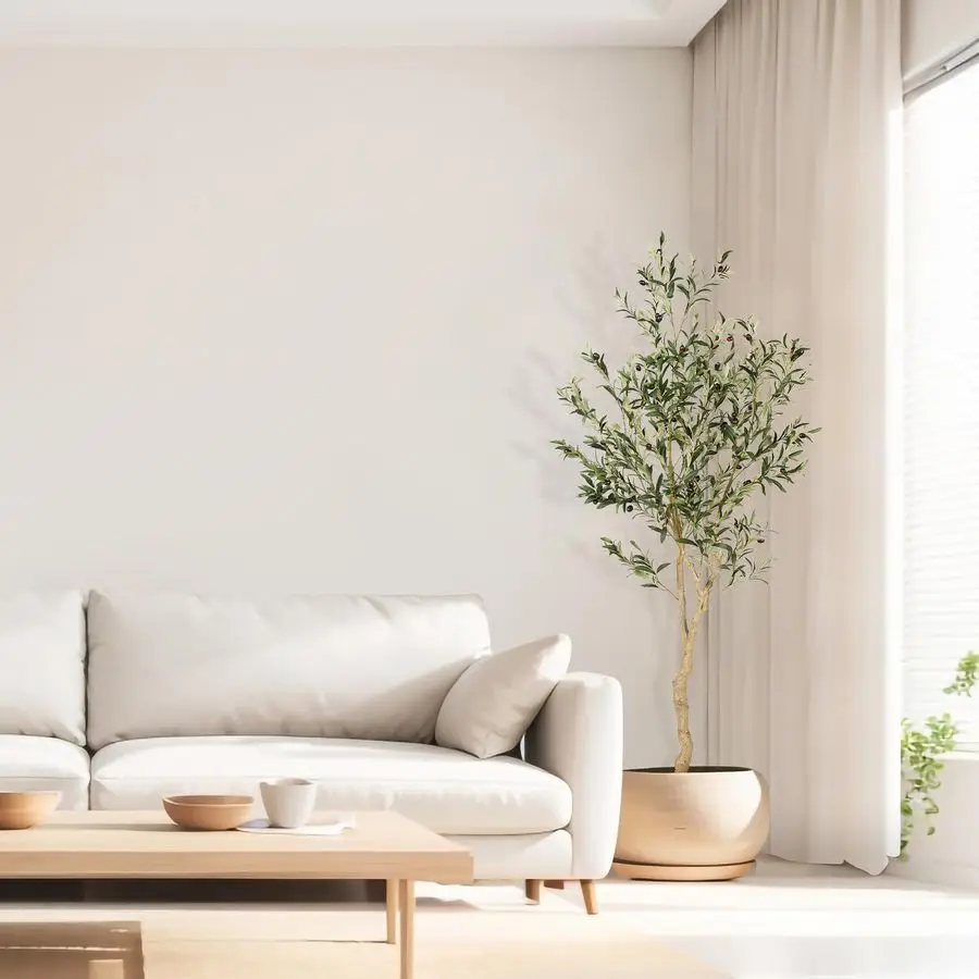 6ft Faux Olijfboom, Hoge Olijfboomplanten, Nep Ingemaakte Olijfzijde Boom, Kunstmatige Olijfbomen voor Modern Home Office Living R