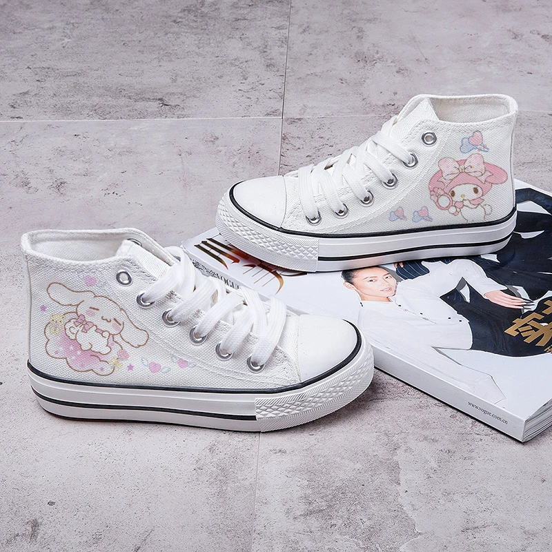 Sanrio Kawaii My Melody Children Shoes Kuromi Cinnamoroll Anime Cartoon Cute Fashion Exquisite Breathable Students Canvas Shoes