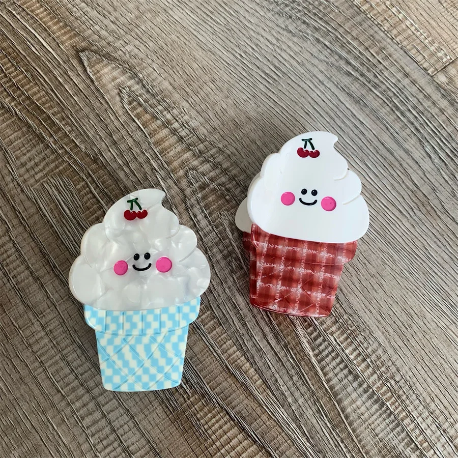 

Sweet Cute Ice Cream Hair Claws Acetate Hair Clip Cartoon Splicing Shark Clip New Semi Tied Hairpin Hair Accessories For Girls