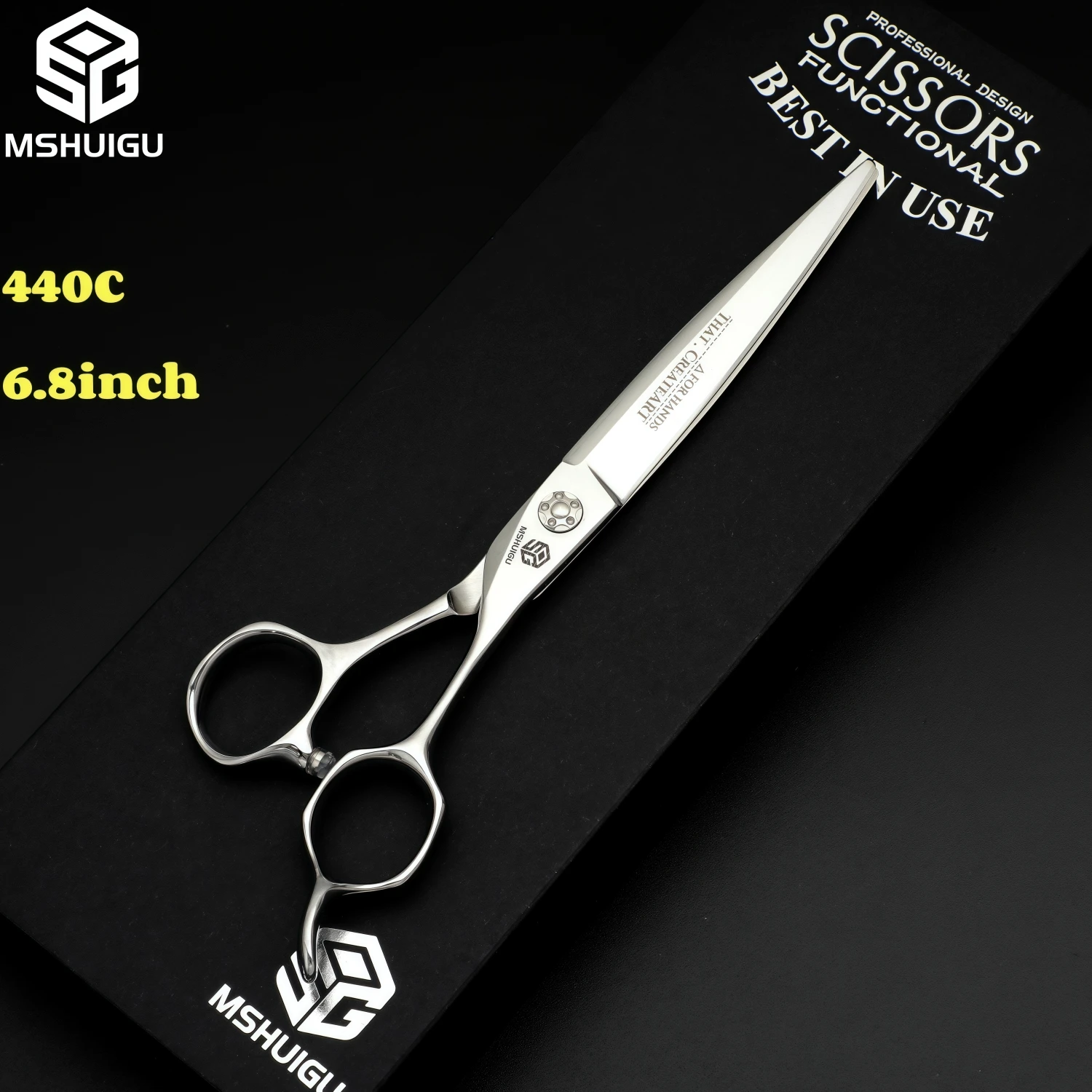 Mshuigu Professional barber scissors Salon multifunctional thinning shears 6.8 inch  440C Necklace accessories with comb