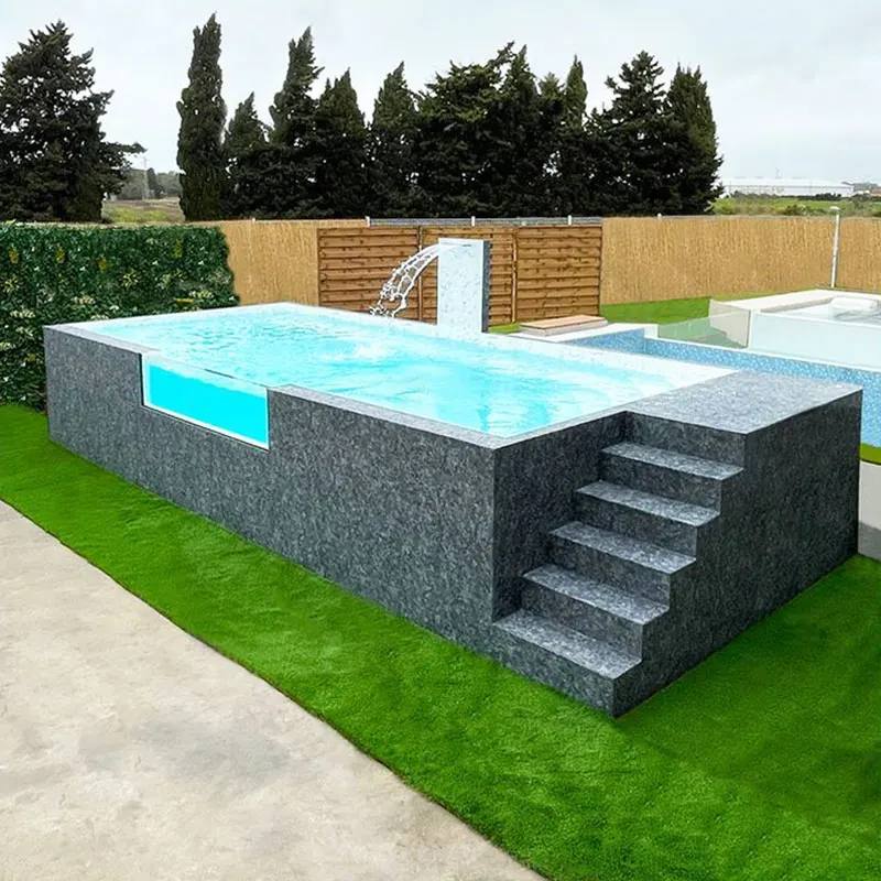 Luxury container swimming pool 40ft large rustproof stainless steel waterproof swimming container garden hotel resort Customized