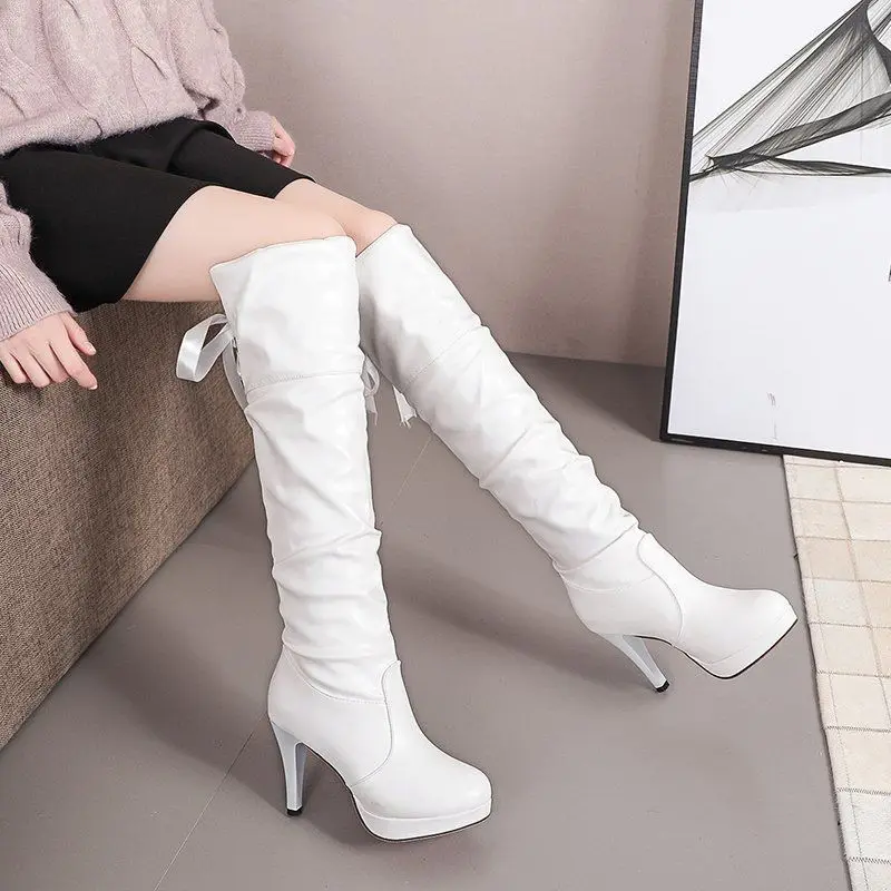 

​Slimming Extra High Heel Platform Over-the-Knee Women's Boots with Thin Heel Design Leg-Lengthening​ Lace-Up Boots