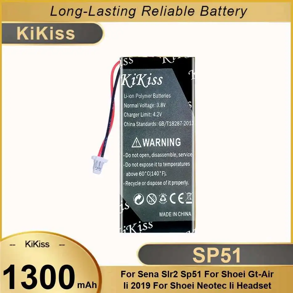 

1300 мАч для Sena SLR2 SP51 Shoei GT-Air II 2019 Neotec гарнитура долговечный аккумулятор для мотоциклетного шлема