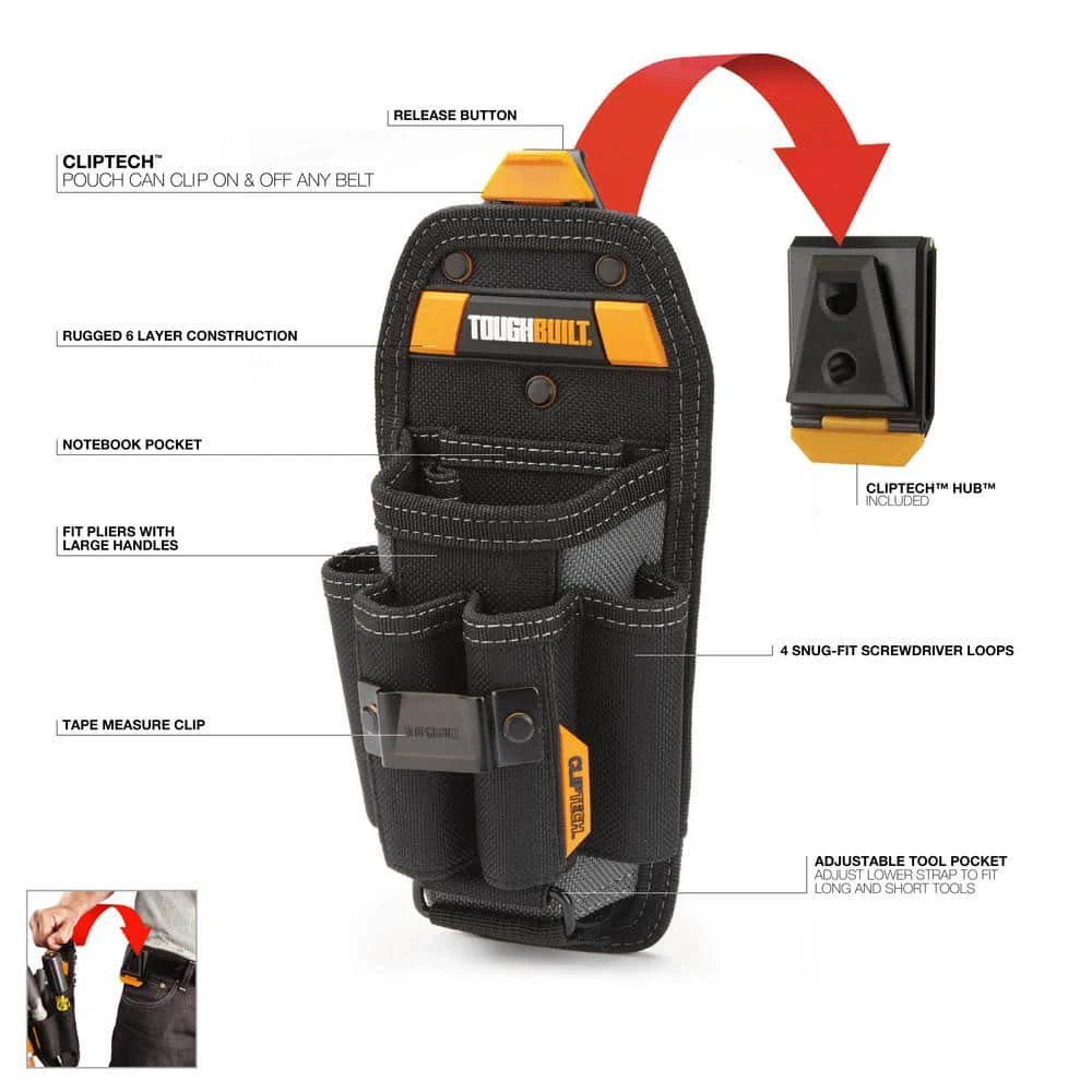 ToughBuilt TB-CT-36-L6 Custodia per attrezzi specializzata da meccanico 6 buste per inserti Attacco con fibbia per cintura