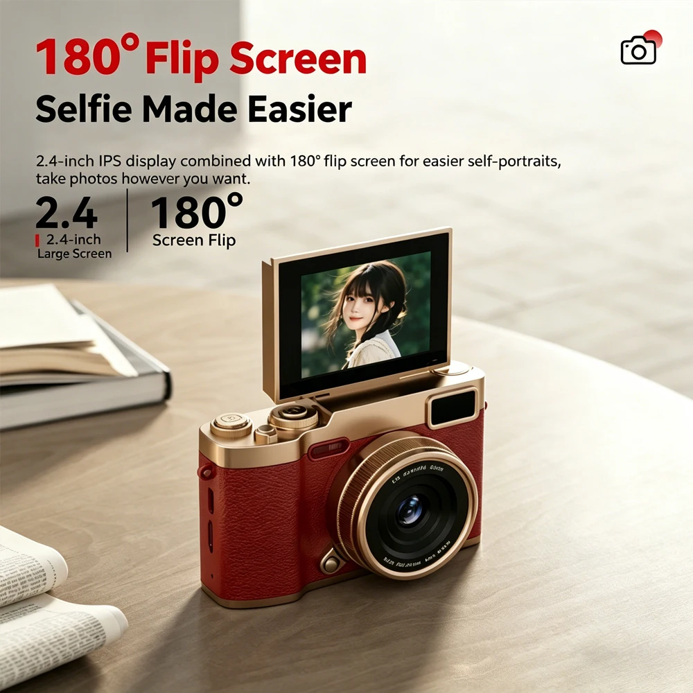 4K Digital Camera 48 Million Pixels Children Camcorder 16x Zoom Compact Cameras Auto Focus for Kids Adult Beginners Photograph