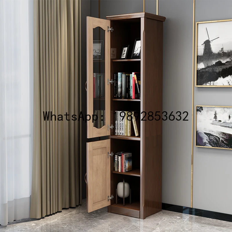 XL Solid Wood Single Door Bookcase Desk Side Cabinet With Door Storage Cabinet Corner Cabinet For Home Use