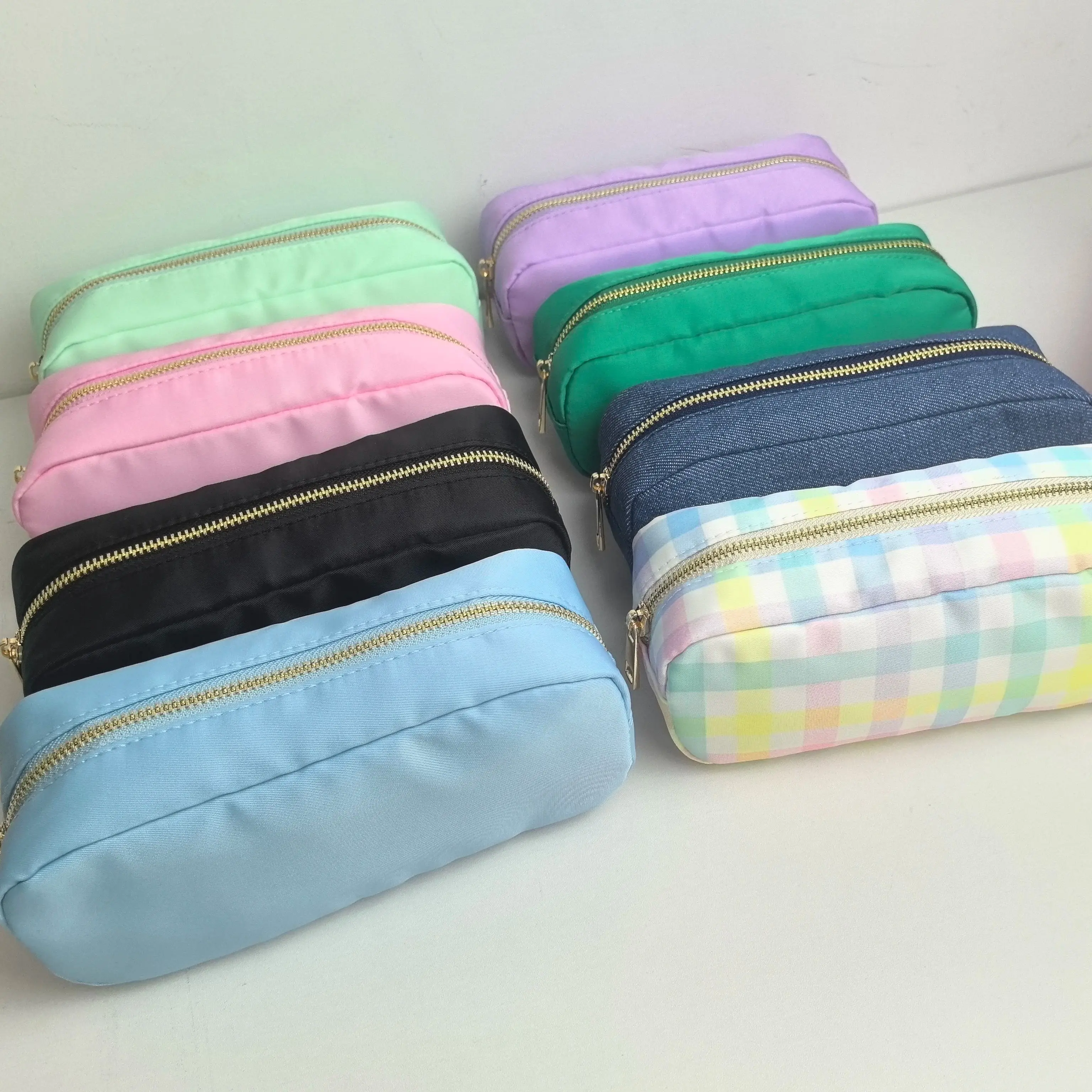 Nylon Pen Pouch Brush Makeup Bag Cosmetic Brush Clutch Bags with Zipper Pencil Case Stationery Bag Waterproof