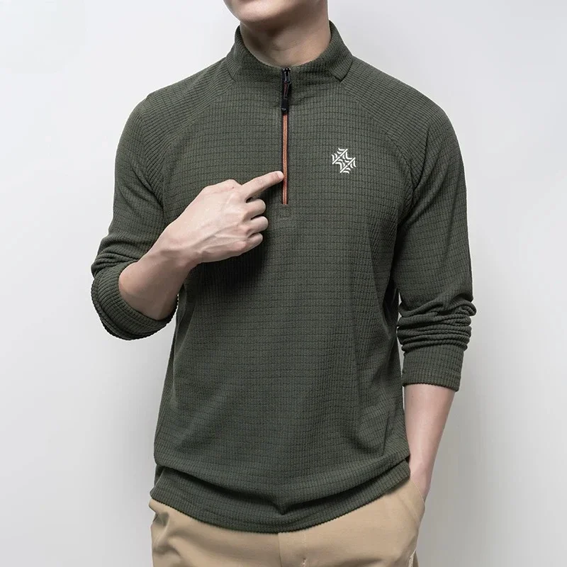 الخريف جودة عالية الرجال الجري اللياقة البدنية ملابس رياضية خارجية موضة الأعمال عادية تنفس كم طويل تي شيرت Tops11